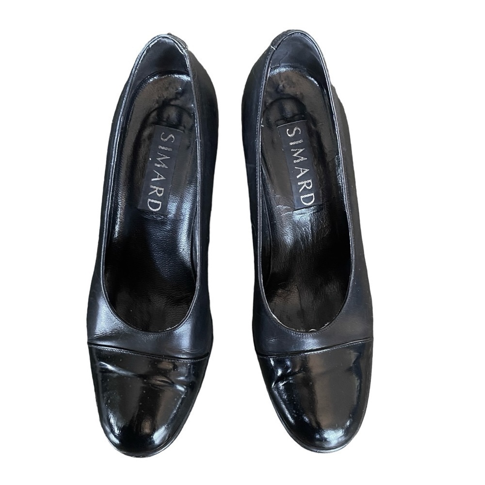 Vintage Simard Leather Block Heeled Pumps